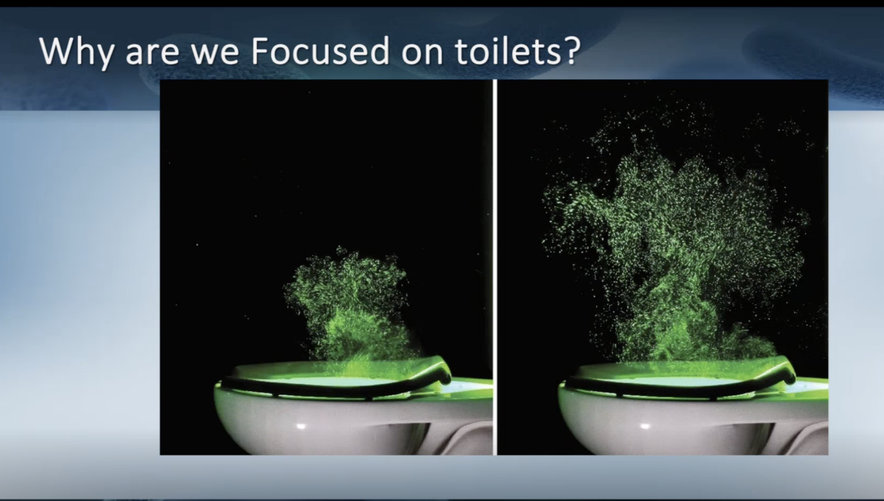 Visualization of aerosol plume from toilet flushing