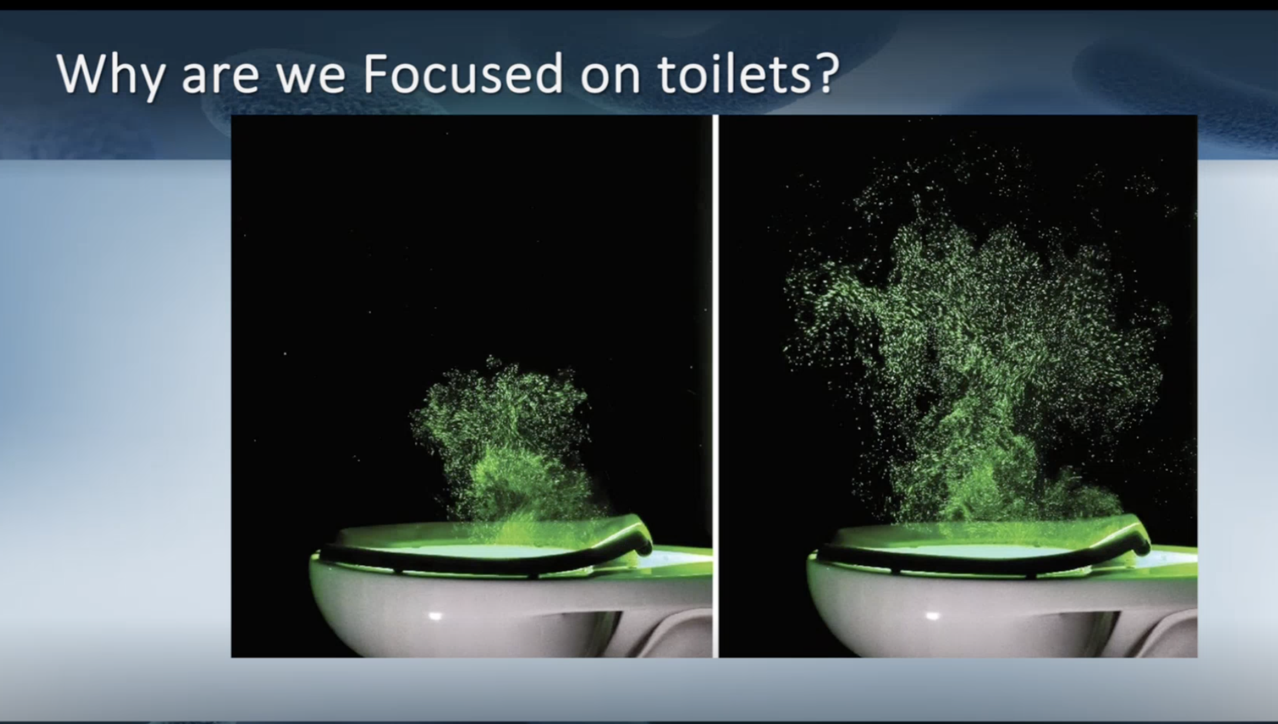 Visualization of aerosol plume from toilet flushing