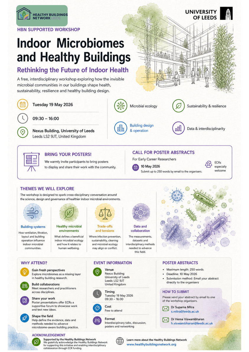 Poster for the Indoor Microbiomes and Healthy Buildings workshop